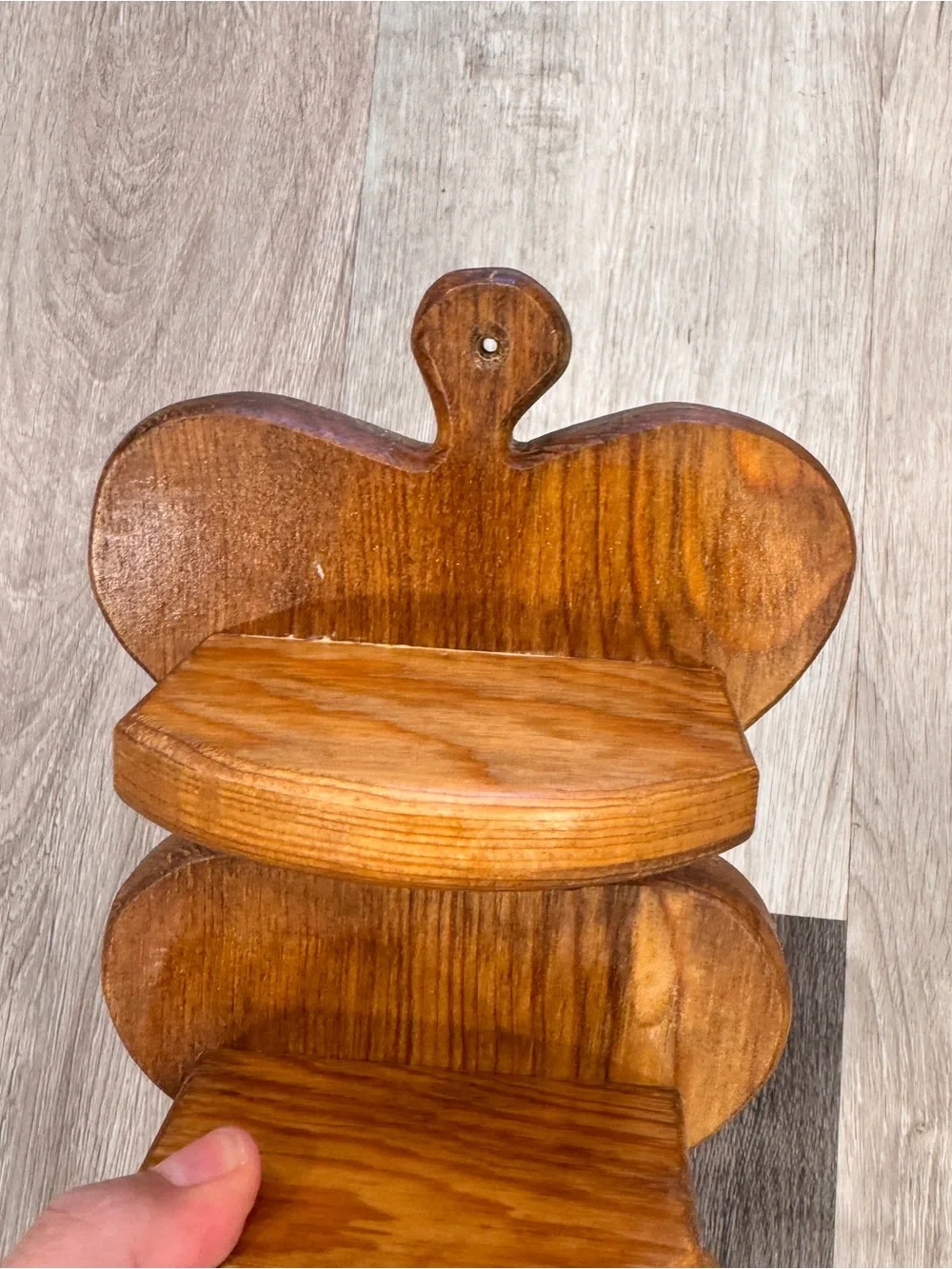 Handcrafted Vintage Heart-Shaped Wood Wall Trinket Shelf 22” 6 Shelf Cottagecore